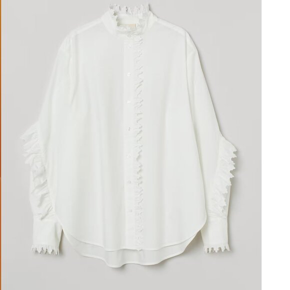 H&M Tops - H&M Frill Cotton Blouse  Size XS
